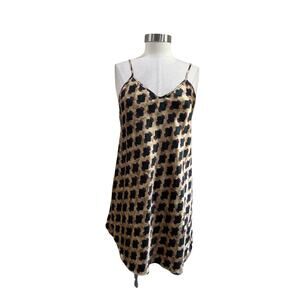 Dentelle Vintage Satin Floral Print Slip Dress Y2K Chic Size M